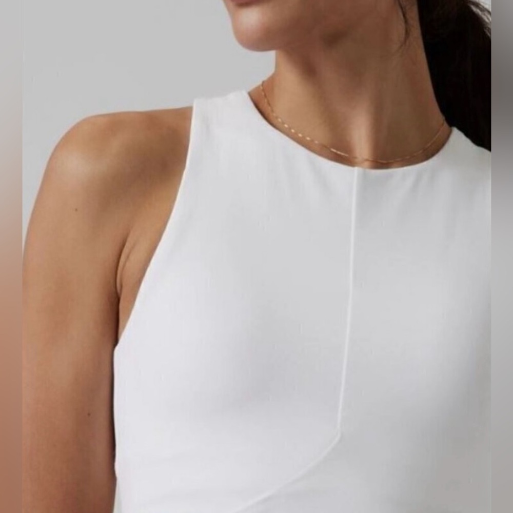 Athleta Conscious Cut Out White Cropped Athletic Yoga Pilates Workout Bra - Picture 6 of 13